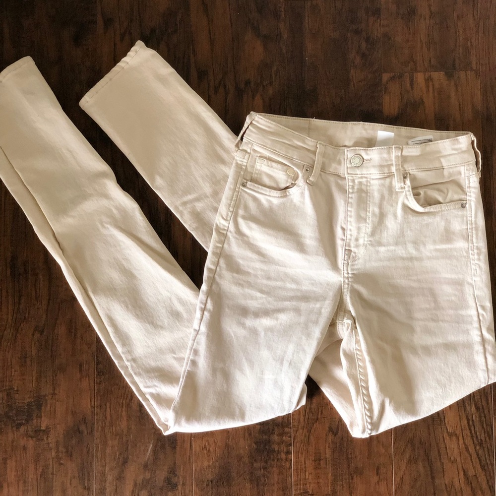 &Denim cream regular waisted skinny jeans
